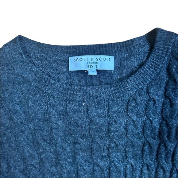Scott & Scott London Wool & Cashmere-Blend Crewneck Sweater Size L Cable Knit - Picture 4 of 8